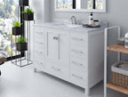 VHG GS-50048-WMSQ-WH-NM Caroline Avenue 48" Single Bath Vanity in White with White Marble Top and Square Sink