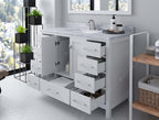 VHG GS-50048-WMSQ-WH-NM Caroline Avenue 48" Single Bath Vanity in White with White Marble Top and Square Sink
