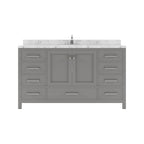 VHG GS-50060-CMSQ-GR-NM Caroline Avenue 60" Single Bath Vanity in Gray with Cultured Marble Quartz Top and Square Sink