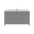 VHG GS-50060-CMSQ-GR-NM Caroline Avenue 60" Single Bath Vanity in Gray with Cultured Marble Quartz Top and Square Sink