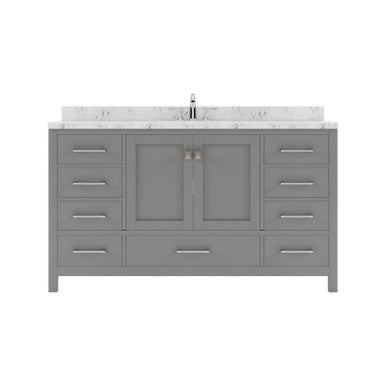 VHG GS-50060-CMSQ-GR-NM Caroline Avenue 60" Single Bath Vanity in Gray with Cultured Marble Quartz Top and Square Sink
