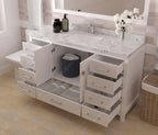 VHG GS-50060-CMSQ-WH-NM Caroline Avenue 60" Single Bath Vanity in White with Cultured Marble Quartz Top and Square Sink
