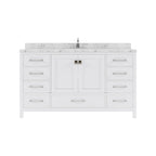 VHG GS-50060-CMSQ-WH-NM Caroline Avenue 60" Single Bath Vanity in White with Cultured Marble Quartz Top and Square Sink