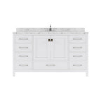 VHG GS-50060-CMSQ-WH-NM Caroline Avenue 60" Single Bath Vanity in White with Cultured Marble Quartz Top and Square Sink