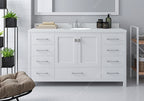 VHG GS-50060-DWQRO-WH-NM Caroline Avenue 60" Single Bath Vanity in White with White Quartz Top and Round Sink