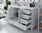 VHG GS-50060-DWQRO-WH-NM Caroline Avenue 60" Single Bath Vanity in White with White Quartz Top and Round Sink