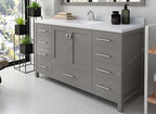 VHG GS-50060-DWQSQ-GR-NM Caroline Avenue 60" Single Bath Vanity in Gray with White Quartz Top and Square Sink