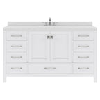 VHG GS-50060-DWQSQ-WH-NM Caroline Avenue 60" Single Bath Vanity in White with White Quartz Top and Square Sink
