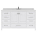 VHG GS-50060-DWQSQ-WH-NM Caroline Avenue 60" Single Bath Vanity in White with White Quartz Top and Square Sink