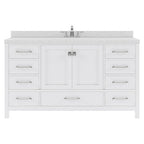 VHG GS-50060-DWQSQ-WH-NM Caroline Avenue 60" Single Bath Vanity in White with White Quartz Top and Square Sink