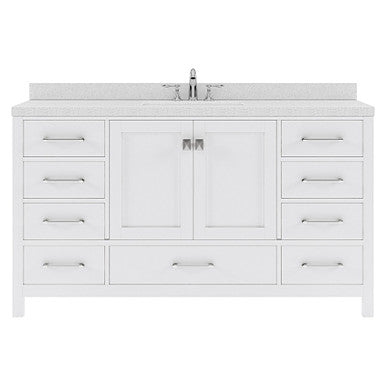 VHG GS-50060-DWQSQ-WH-NM Caroline Avenue 60" Single Bath Vanity in White with White Quartz Top and Square Sink
