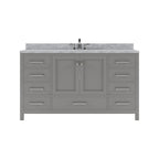 VHG GS-50060-WMRO-GR-NM Caroline Avenue 60" Single Bath Vanity in Gray with White Marble Top and Round Sink