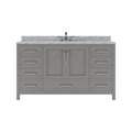 VHG GS-50060-WMRO-GR-NM Caroline Avenue 60" Single Bath Vanity in Gray with White Marble Top and Round Sink