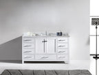 VHG GS-50060-WMRO-WH-NM Caroline Avenue 60" Single Bath Vanity in White with White Marble Top and Round Sink