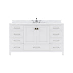 VHG GS-50060-WMRO-WH-NM Caroline Avenue 60" Single Bath Vanity in White with White Marble Top and Round Sink