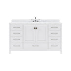 VHG GS-50060-WMRO-WH-NM Caroline Avenue 60" Single Bath Vanity in White with White Marble Top and Round Sink