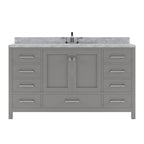 VHG GS-50060-WMSQ-GR-NM Caroline Avenue 60" Single Bath Vanity in Gray with White Marble Top and Square Sink