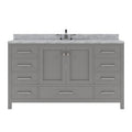 VHG GS-50060-WMSQ-GR-NM Caroline Avenue 60" Single Bath Vanity in Gray with White Marble Top and Square Sink