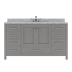 VHG GS-50060-WMSQ-GR-NM Caroline Avenue 60" Single Bath Vanity in Gray with White Marble Top and Square Sink