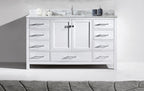 VHG GS-50060-WMSQ-WH-NM Caroline Avenue 60" Single Bath Vanity in White with White Marble Top and Square Sink