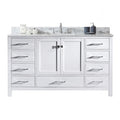 VHG GS-50060-WMSQ-WH-NM Caroline Avenue 60" Single Bath Vanity in White with White Marble Top and Square Sink