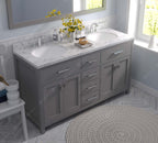 VHG MD-2060-CMRO-GR-NM Caroline 60" Double Bath Vanity in Gray with Cultured Marble Quartz Top and Round Sinks