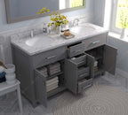 VHG MD-2060-CMRO-GR-NM Caroline 60" Double Bath Vanity in Gray with Cultured Marble Quartz Top and Round Sinks