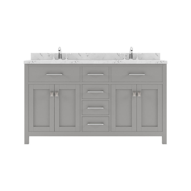 VHG MD-2060-CMRO-GR-NM Caroline 60" Double Bath Vanity in Gray with Cultured Marble Quartz Top and Round Sinks