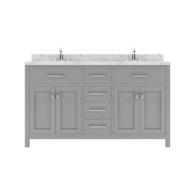 VHG MD-2060-CMRO-GR-NM Caroline 60" Double Bath Vanity in Gray with Cultured Marble Quartz Top and Round Sinks