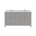 VHG MD-2060-CMSQ-WH-NM Caroline 60" Double Bath Vanity in White with Cultured Marble Quartz Top and Square Sinks