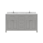 VHG MD-2060-CMSQ-GR-NM Caroline 60" Double Bath Vanity in Gray with Cultured Marble Quartz Top and Square Sinks