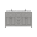 VHG MD-2060-CMSQ-GR-NM Caroline 60" Double Bath Vanity in Gray with Cultured Marble Quartz Top and Square Sinks