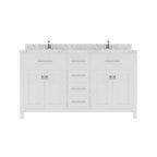 VHG MD-2060-CMRO-WH-NM Caroline 60" Double Bath Vanity in White with Cultured Marble Quartz Top and Round Sinks