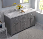 VHG MD-2060-CMSQ-GR-NM Caroline 60" Double Bath Vanity in Gray with Cultured Marble Quartz Top and Square Sinks