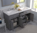 VHG MD-2060-CMSQ-GR-NM Caroline 60" Double Bath Vanity in Gray with Cultured Marble Quartz Top and Square Sinks