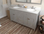 VHG MD-2060-DWQRO-GR-NM Caroline 60" Double Bath Vanity in Gray with White Quartz Top and Round Sinks