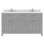 VHG MD-2060-DWQRO-GR-NM Caroline 60" Double Bath Vanity in Gray with White Quartz Top and Round Sinks