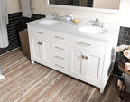 VHG MD-2060-DWQRO-WH-NM Caroline 60" Double Bath Vanity in White with White Quartz Top and Round Sinks