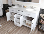 VHG MD-2060-DWQRO-WH-NM Caroline 60" Double Bath Vanity in White with White Quartz Top and Round Sinks