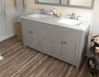 VHG MD-2060-DWQSQ-GR-NM Caroline 60" Double Bath Vanity in Gray with White Quartz Top and Square Sinks
