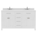 VHG MD-2060-DWQSQ-WH-NM Caroline 60" Double Bath Vanity in White with White Quartz Top and Square Sinks