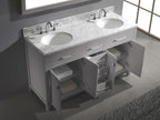 VHG MD-2060-WMRO-GR-NM Caroline 60" Double Bath Vanity in Gray with White Marble Top and Round Sinks