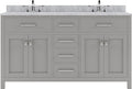 VHG MD-2060-WMRO-GR-NM Caroline 60" Double Bath Vanity in Gray with White Marble Top and Round Sinks