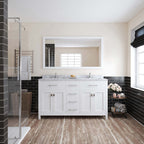 VHG MD-2060-WMRO-WH-NM Caroline 60" Double Bath Vanity in White with White Marble Top and Round Sinks