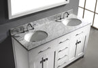 VHG MD-2060-WMRO-WH-NM Caroline 60" Double Bath Vanity in White with White Marble Top and Round Sinks