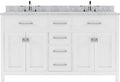 VHG MD-2060-WMRO-WH-NM Caroline 60" Double Bath Vanity in White with White Marble Top and Round Sinks