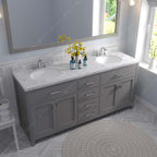 VHG MD-2072-CMRO-GR-NM Caroline 72" Double Bath Vanity in Gray with Cultured Marble Quartz Top and Round Sinks