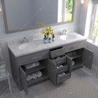 VHG MD-2072-CMRO-GR-NM Caroline 72" Double Bath Vanity in Gray with Cultured Marble Quartz Top and Round Sinks