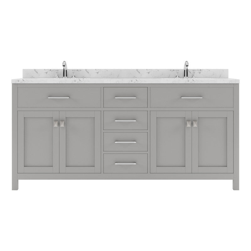 VHG MD-2072-CMRO-GR-NM Caroline 72" Double Bath Vanity in Gray with Cultured Marble Quartz Top and Round Sinks