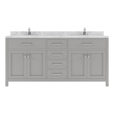 VHG MD-2072-CMRO-GR-NM Caroline 72" Double Bath Vanity in Gray with Cultured Marble Quartz Top and Round Sinks